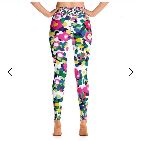 Jessie Zhao High Rise Yoga Leggings in Pink Garden Print Sz Small NWOT - Picture 4 of 10